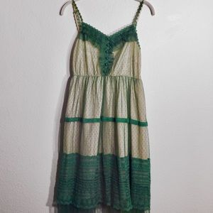 modcloth ryu cirque de ballet green/cream dress